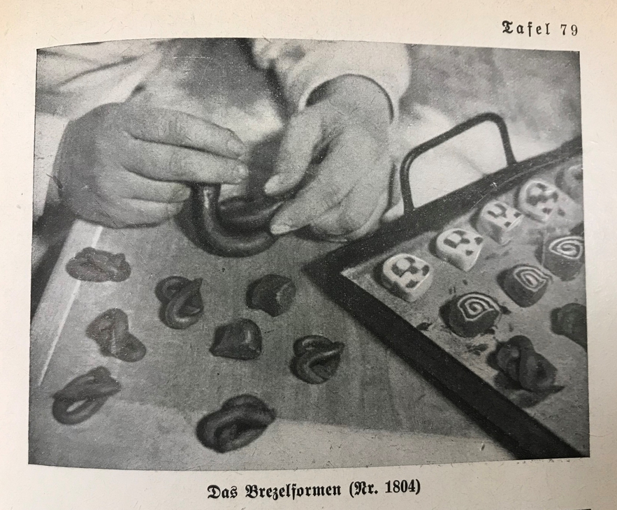 Alice demonstrating "Brezel" pastries.