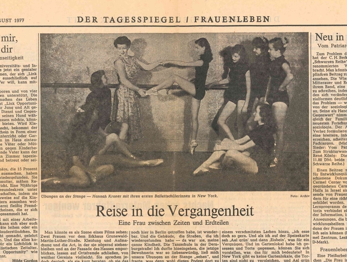 Picture of a Newspaper Article about the Hannah Kroner School of Dancing, 1977