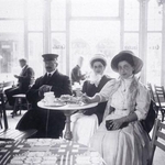 The Tuchmann family enjoying "Kaffee und Kuchen" in a café.