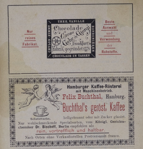 Two advertisements from Rebekka Wolf's cookbook
